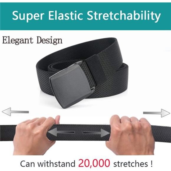 Elastic Stretch Belts for Men and Women with No Metal Plastic Buckle for Work - Picture 3 of 7